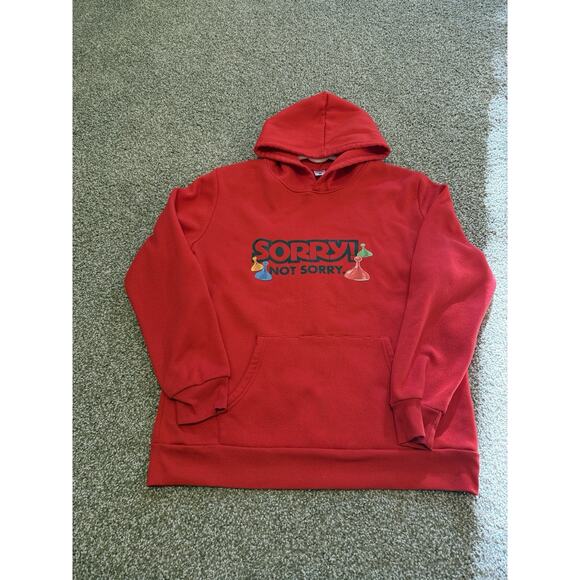 Sorry Not Sorry” Gender Neutral Red Sweatshirt Hoodie Size S - Picture 1 of 9